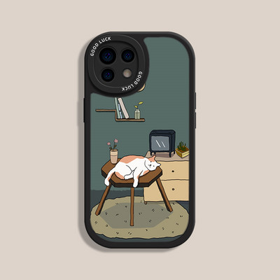 Θήκη τηλεφώνου Lazy White Orange Cat για iPhone 14 13 12 11 Pro Max Mini X XS XR 7 8 Plus SE Sleeping Cat Αντικραδασμική θήκη iPhone