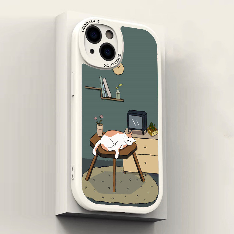 Θήκη τηλεφώνου Lazy White Orange Cat για iPhone 14 13 12 11 Pro Max Mini X XS XR 7 8 Plus SE Sleeping Cat Αντικραδασμική θήκη iPhone