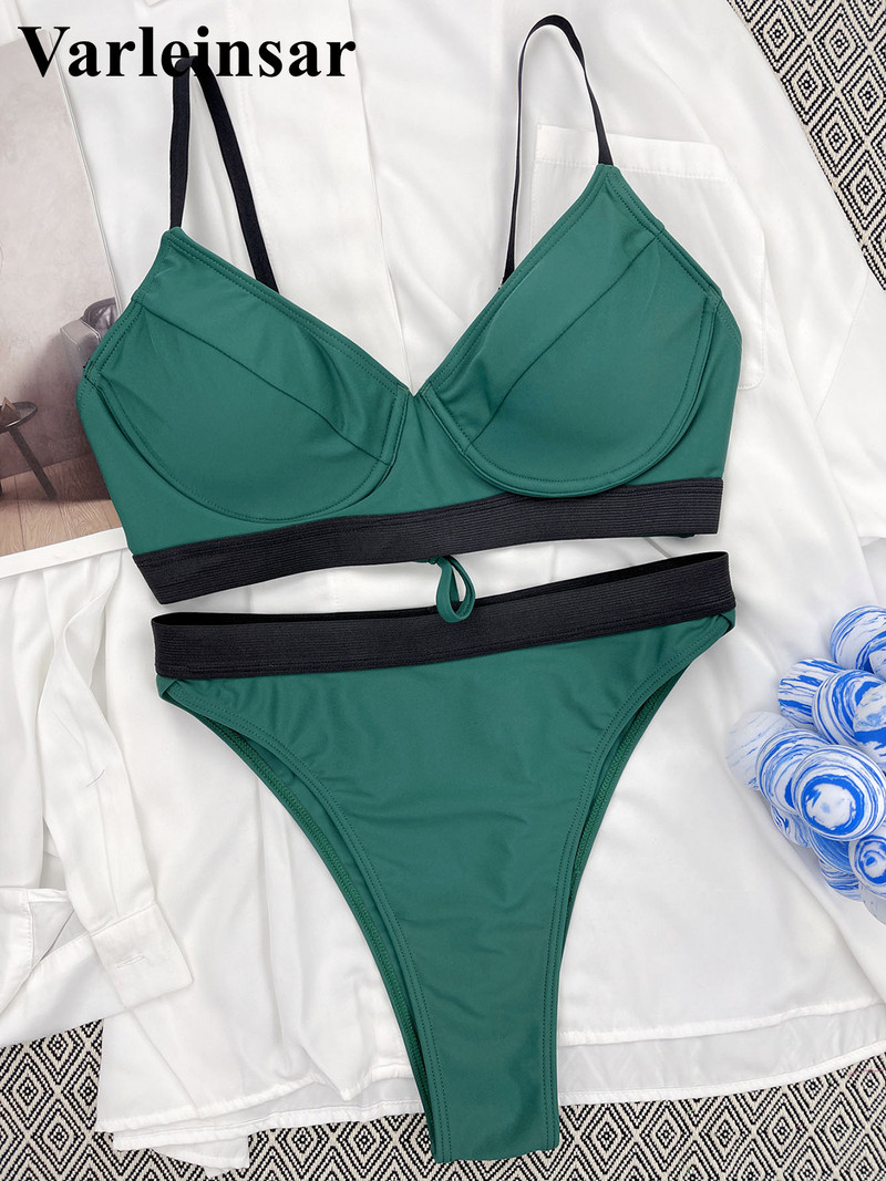 Moteriškas maudymosi kostiumėlis su aukštu juosmeniu, bikinis, moteriškas maudymosi kostiumėlis Dviejų dalių bikinio rinkinys, skirtas maudymosi kostiumėliui, moteriai V3672