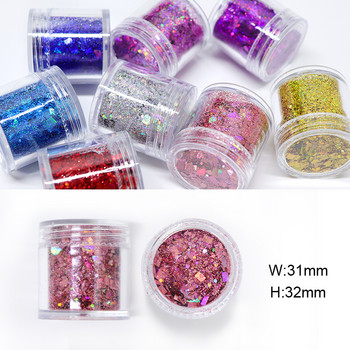 Holographic Hybrid Pigment Nail Glitter Square Shiny Laser Sequin Powder Polish Manicure Design Nail Decoration Accessories