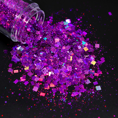 Holograafiline hübriidpigment küünte sära ruudukujuline läikiv Laser Sequin pulber lakk maniküür Disain küünte kaunistamise tööriistade tarvikud