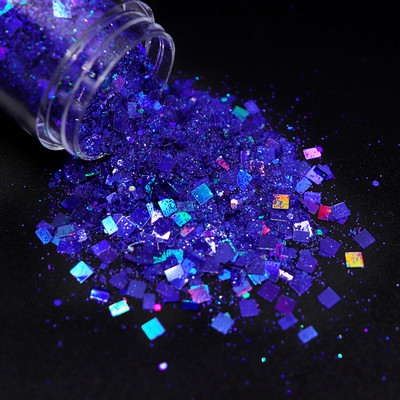 Holograafiline hübriidpigment küünte sära ruudukujuline läikiv Laser Sequin pulber lakk maniküür Disain küünte kaunistamise tööriistade tarvikud