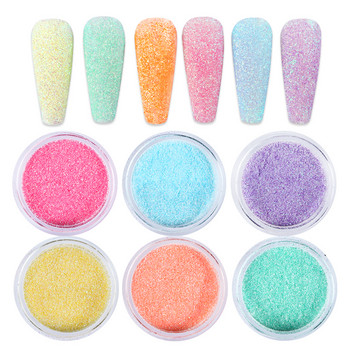 6 τμχ Nail Sugar Sand Powder Glitter Set Color Fine Sparkly Pigment Dust Decorations for Rainbow Candy Effect Nail Art Design