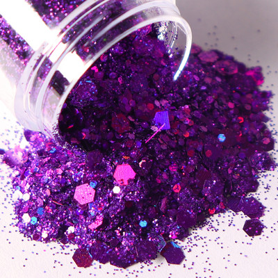 10 ml trandafir violet roz pulbere pentru unghii mixt hexagonal fulgi sclipici praf pentru bricolaj meșteșuguri gel nail art decorare accesorii