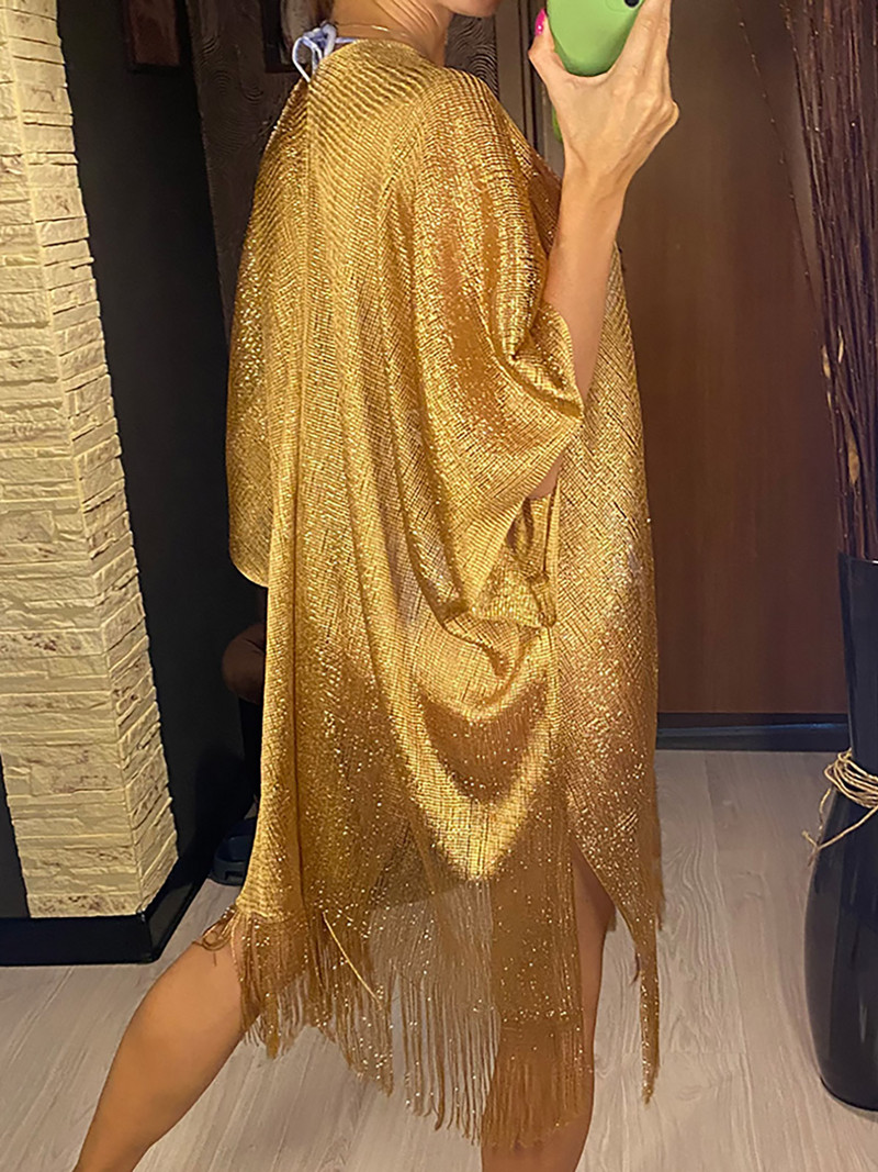 Szexi rojt bojt Háló áttetsző fényes kötött tunika Beach Cover Up Takarók Strandruha Strandruha Strandruha Női Női V3321