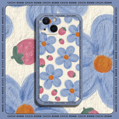 Õlimaali lillekollektsiooni telefoniümbris iPhone`ile 14 13 12 11 Pro Max Mini X XS XR 7 8 Plus uus maasika lilledega iPhone ümbris