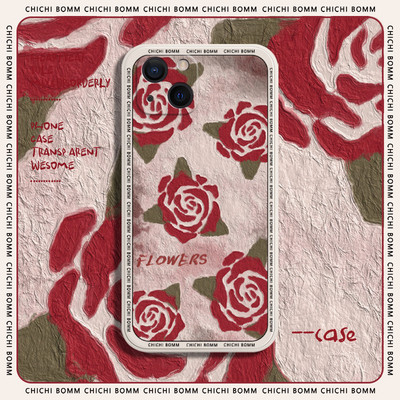 Õlimaali lillekollektsiooni telefoniümbris iPhone`ile 14 13 12 11 Pro Max Mini X XS XR 7 8 Plus uus maasika lilledega iPhone ümbris