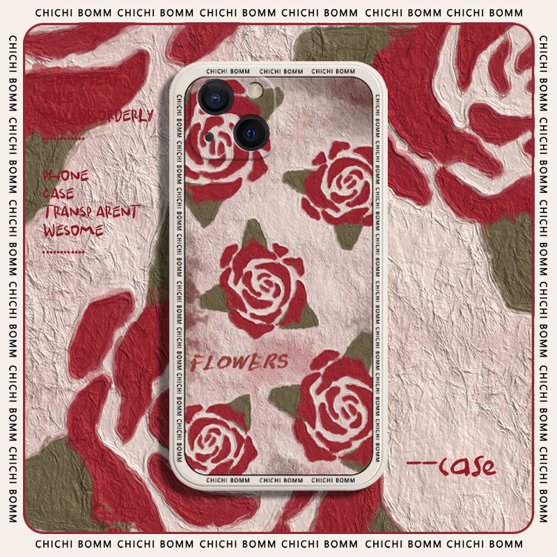 Õlimaali lillekollektsiooni telefoniümbris iPhone`ile 14 13 12 11 Pro Max Mini X XS XR 7 8 Plus uus maasika lilledega iPhone ümbris