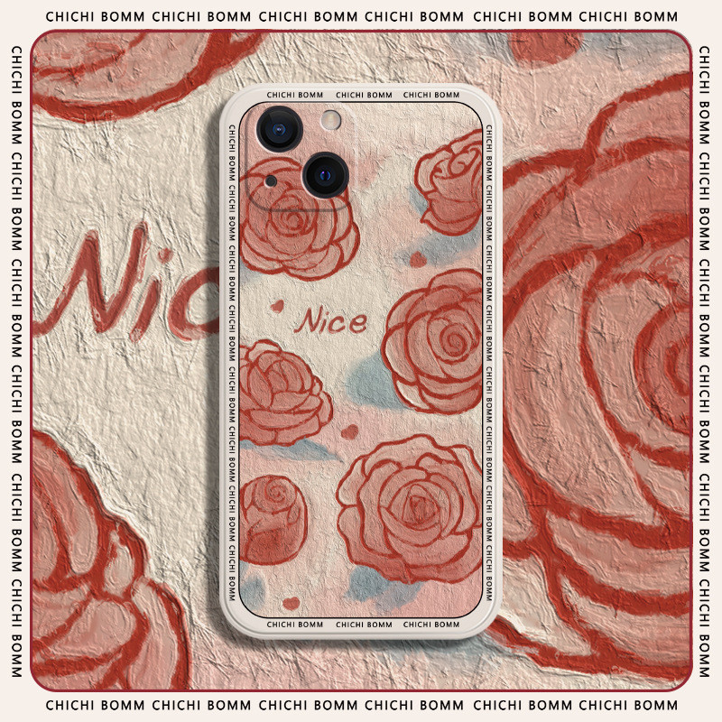 Õlimaali lillekollektsiooni telefoniümbris iPhone`ile 14 13 12 11 Pro Max Mini X XS XR 7 8 Plus uus maasika lilledega iPhone ümbris