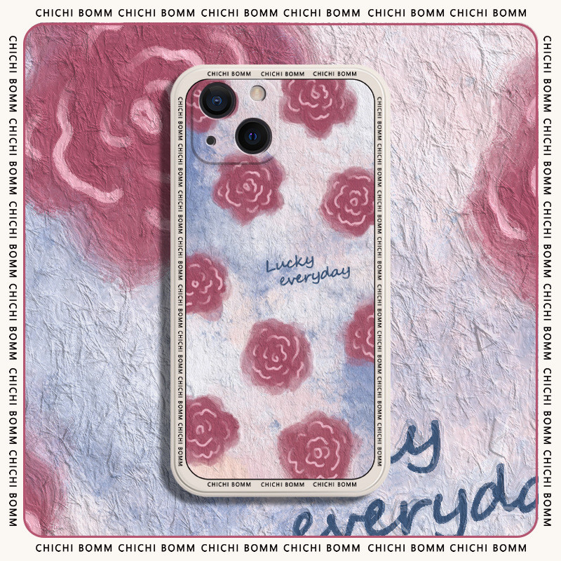 Õlimaali lillekollektsiooni telefoniümbris iPhone`ile 14 13 12 11 Pro Max Mini X XS XR 7 8 Plus uus maasika lilledega iPhone ümbris