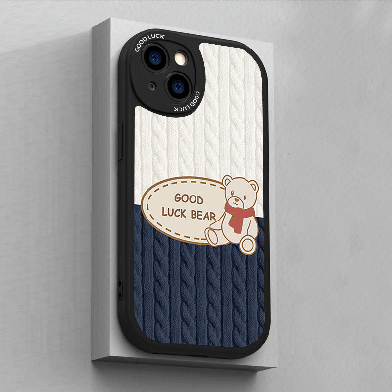 Good Luck Bear Phone Case για iPhone 14 13 12 11 Pro Max Mini X XS XR 7 8 Plus Premium Frosted Shock Resistant Case iPhone
