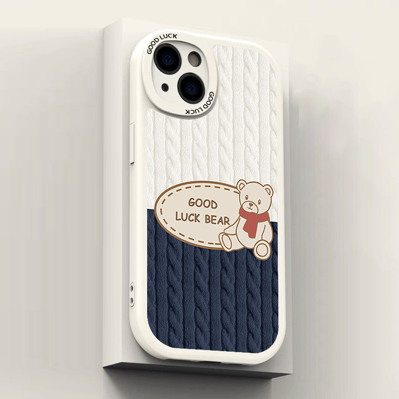 Good Luck Bear Phone Case για iPhone 14 13 12 11 Pro Max Mini X XS XR 7 8 Plus Premium Frosted Shock Resistant Case iPhone