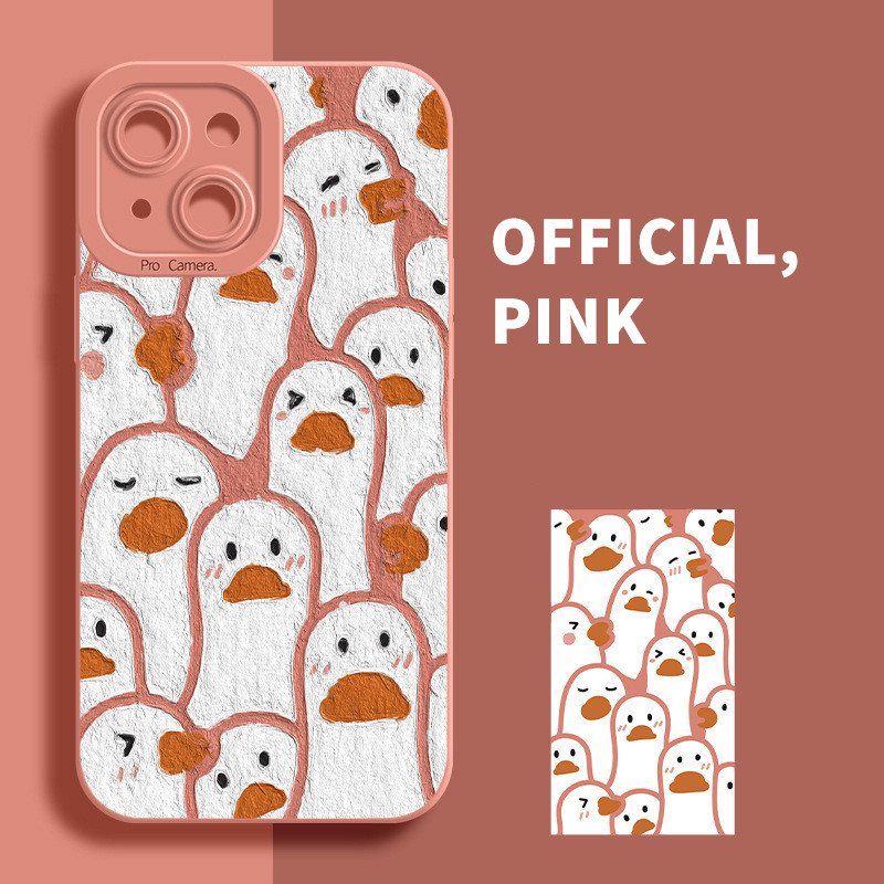 Карикатура с маслени бои Калъф за iPhone 13 12 11 Pro Max Mini X XS XR 7 8 Plus Течен силиконов Калъф за патица на цял екран за iPhone