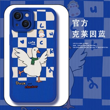 Калъф Checkerboard Pet Duck Bear за iPhone 13 12 11 Pro Max Mini X XS XR 7 8 Plus SE Корейска версия Едноцветен нов калъф за iPhone