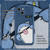 Νέα θήκη Grinning Shark για iPhone 14 13 12 11 Pro Max Mini X XS XR 7 8 Plus Silicone Cartoon Shark Θήκη iPhone чехол для айфона