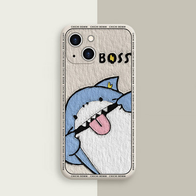 Νέα θήκη Grinning Shark για iPhone 14 13 12 11 Pro Max Mini X XS XR 7 8 Plus Silicone Cartoon Shark Θήκη iPhone чехол для айфона