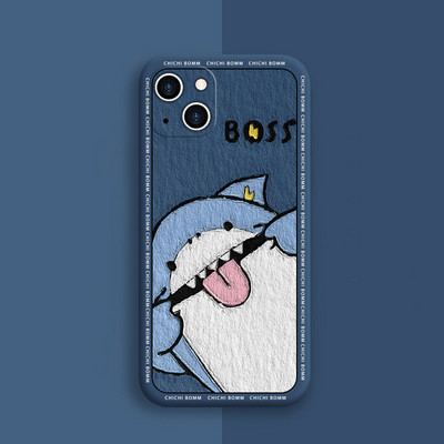 Νέα θήκη Grinning Shark για iPhone 14 13 12 11 Pro Max Mini X XS XR 7 8 Plus Silicone Cartoon Shark Θήκη iPhone чехол для айфона