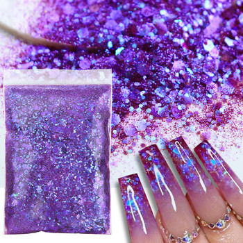 50g Shiny Mix Chunky Hexagonal Nail Art Glitter για Επαγγελματικές DIY Gel Συμβουλές Νυχιών Σχεδιασμός Διακοσμήσεις Αξεσουάρ Προμήθειες