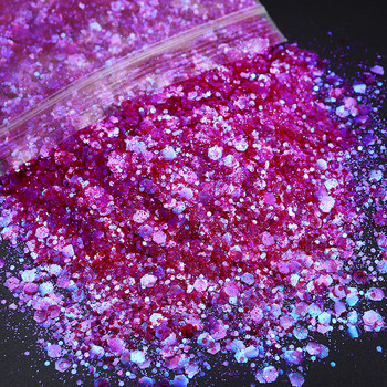 50g Shiny Mix Chunky Hexagonal Nail Art Glitter για Επαγγελματικές DIY Gel Συμβουλές Νυχιών Σχεδιασμός Διακοσμήσεις Αξεσουάρ Προμήθειες