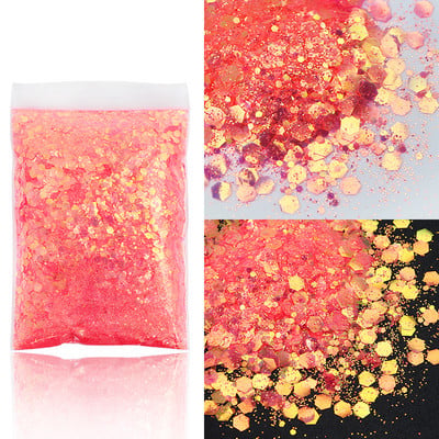50 g Shiny Mix vaskos hatszögletű körömdíszítő csillám professzionális barkácsolás gél körömcsúcsokhoz Design Dekorációk Kiegészítők Kellékek