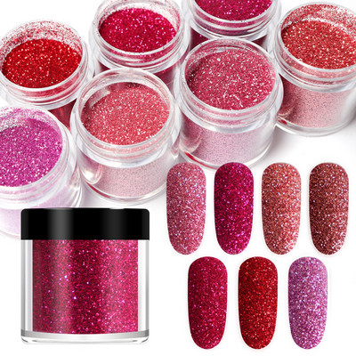 10 ml vörös köröm csillámos finom cukorporok körömdíszítéshez Bulk króm pigment por géllakk manikűr kiegészítőkhöz