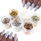 6Gb/komplekts Spīdīgi sešstūra nagu vizuļi Baltā Zelta Glitter Flakes Manikīra dizains Nagu mākslas dekori Aksesuāri DIY nagu želejai