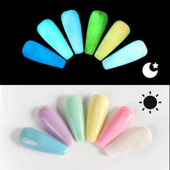 Цветна светеща пудра за потапяне на нокти Флуоресцентна ноктопластика Блестящ пигмент Аксесоари за прах за дизайн на маникюр Декорация