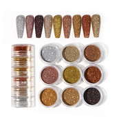 6 boja/komplet Nail Art Crystal Diamond Powder Sjajna boja Glitter Zlatno Srebrna Prašina Dodaci za DIY manikuru Dizajn Dekoracija