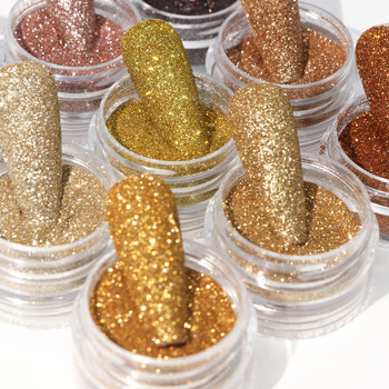 6 Χρώματα/Σετ Nail Art Crystal Diamond Powder Shiny Paint Glitter Gold Silver Dust αξεσουάρ για DIY Σχεδιαστική Διακόσμηση Μανικιούρ