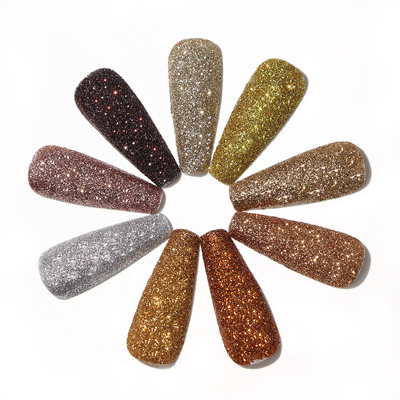 6 spalvos / rinkinys nagų dailės krištolo deimantų pudra Blizgantys dažai Blizgučiai auksiniai sidabriniai dulkių priedai, skirti „pasidaryk pats“ manikiūro dizaino dekoravimui