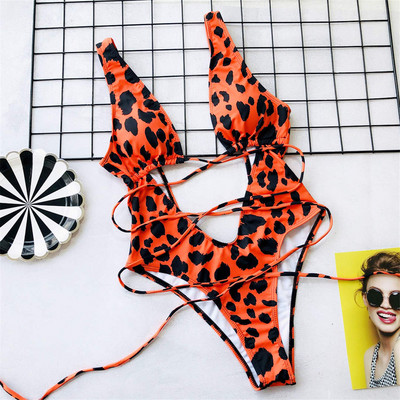 Szexi kötés a has körül kivágott mély V Monokini egyrészes fürdőruha Női fürdőruha Női fürdőruha Swim V1037