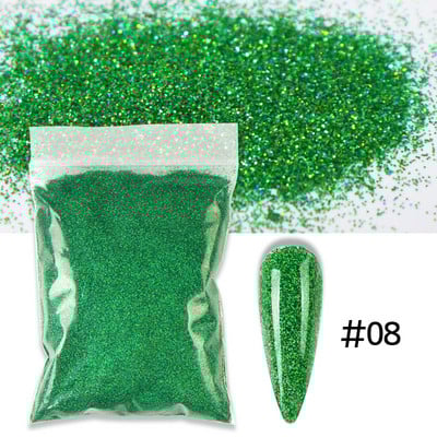 50g 0,2mm hologrāfisks nagu pulveris Sparkly Laser Gold Sudraba Glitter Ultra Smalki pigmenta putekļi nagu mākslas rotājumiem Aksesuāri