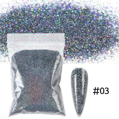 50g 0,2mm hologrāfisks nagu pulveris Sparkly Laser Gold Sudraba Glitter Ultra Smalki pigmenta putekļi nagu mākslas rotājumiem Aksesuāri