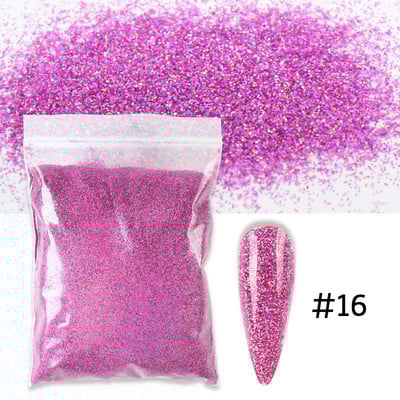 50g 0,2mm hologrāfisks nagu pulveris Sparkly Laser Gold Sudraba Glitter Ultra Smalki pigmenta putekļi nagu mākslas rotājumiem Aksesuāri