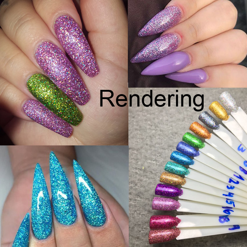 50g 0,2mm hologrāfisks nagu pulveris Sparkly Laser Gold Sudraba Glitter Ultra Smalki pigmenta putekļi nagu mākslas rotājumiem Aksesuāri