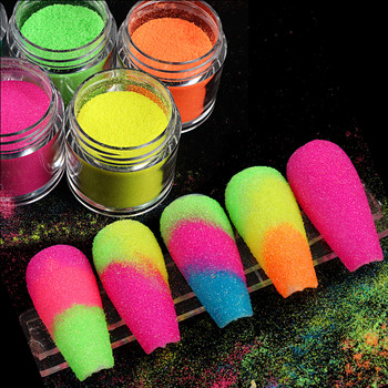 Fluorescent Nail Art Sugar Powder Dazzling Nail Art Pigment Glitter Πολύχρωμη σκόνη ουράνιου τόξου για DIY σχέδιο διακόσμησης μανικιούρ