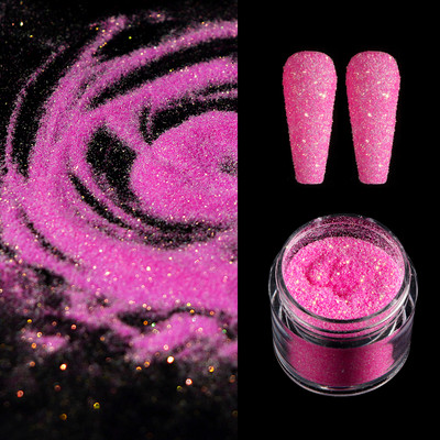 Fluorestseeruv küünekunsti suhkrupulber pimestav küünekunsti pigment, sädelev värviline vikerkaaretolm meisterdamiseks maniküüri kaunistamiseks