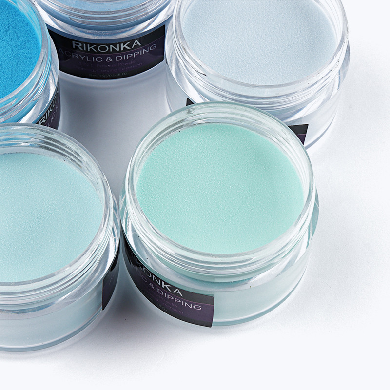15 g/butelis Dangaus mėlynumo nagų akrilo pudra 3D Kalnų krištolas raižyti žiedadulkės profesionaliems nagų dailės patarimams Dekoro dizaino reikmenys