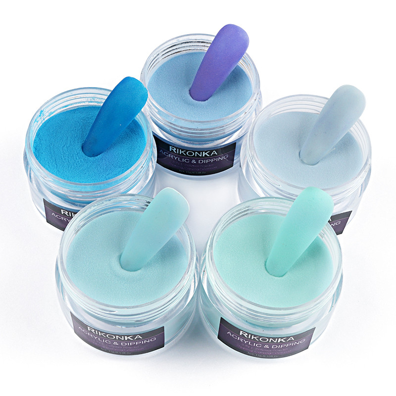 15 g/butelis Dangaus mėlynumo nagų akrilo pudra 3D Kalnų krištolas raižyti žiedadulkės profesionaliems nagų dailės patarimams Dekoro dizaino reikmenys