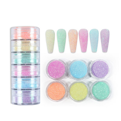 Rainbow Nail Art Cukor Pigment Glitter Fényes Finom Candy Effect Púder Kiegészítő készlet UV Gél körömdíszítéshez
