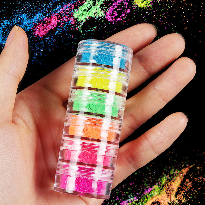 Rainbow Nail Art Cukor Pigment Glitter Fényes Finom Candy Effect Púder Kiegészítő készlet UV Gél körömdíszítéshez
