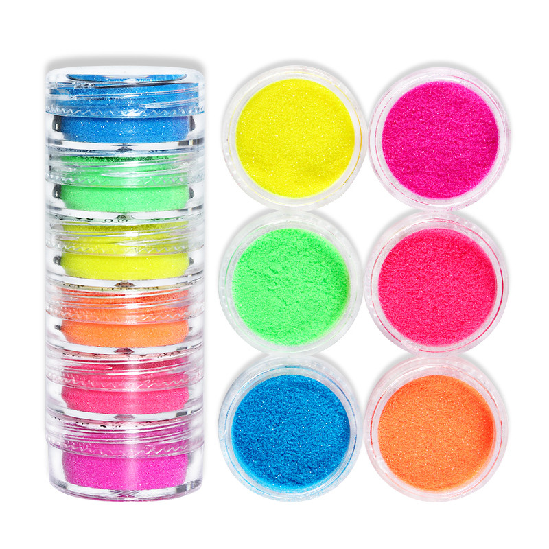 Rainbow Nail Art Cukor Pigment Glitter Fényes Finom Candy Effect Púder Kiegészítő készlet UV Gél körömdíszítéshez