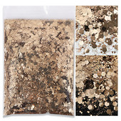 50 g zelts, jaukts sešstūrains, kupls nagu mākslas spīdums, dzirkstoši pārslas Šķēles Dekorācijas UV želejas nagiem piederumi Aksesuāri