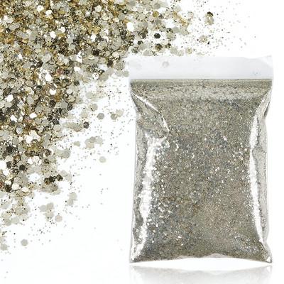 50 g zelts, jaukts sešstūrains, kupls nagu mākslas spīdums, dzirkstoši pārslas Šķēles Dekorācijas UV želejas nagiem piederumi Aksesuāri