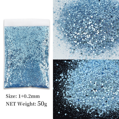 50 g zelts, jaukts sešstūrains, kupls nagu mākslas spīdums, dzirkstoši pārslas Šķēles Dekorācijas UV želejas nagiem piederumi Aksesuāri