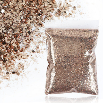 50 g zelts, jaukts sešstūrains, kupls nagu mākslas spīdums, dzirkstoši pārslas Šķēles Dekorācijas UV želejas nagiem piederumi Aksesuāri