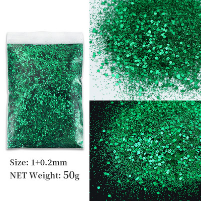 50 g zelts, jaukts sešstūrains, kupls nagu mākslas spīdums, dzirkstoši pārslas Šķēles Dekorācijas UV želejas nagiem piederumi Aksesuāri