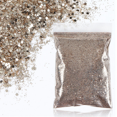 50 g zelts, jaukts sešstūrains, kupls nagu mākslas spīdums, dzirkstoši pārslas Šķēles Dekorācijas UV želejas nagiem piederumi Aksesuāri