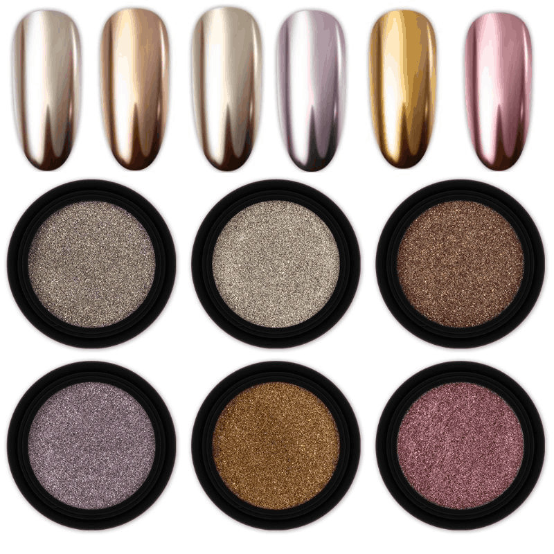 1Kutija Ogledalo za nokte Svjetlucavi prah Metalik Šarena prašina Metalni efekt Šljokice za nokte Zlatni Nail Art UV Gel lak Kromirane ljuskice Prašina