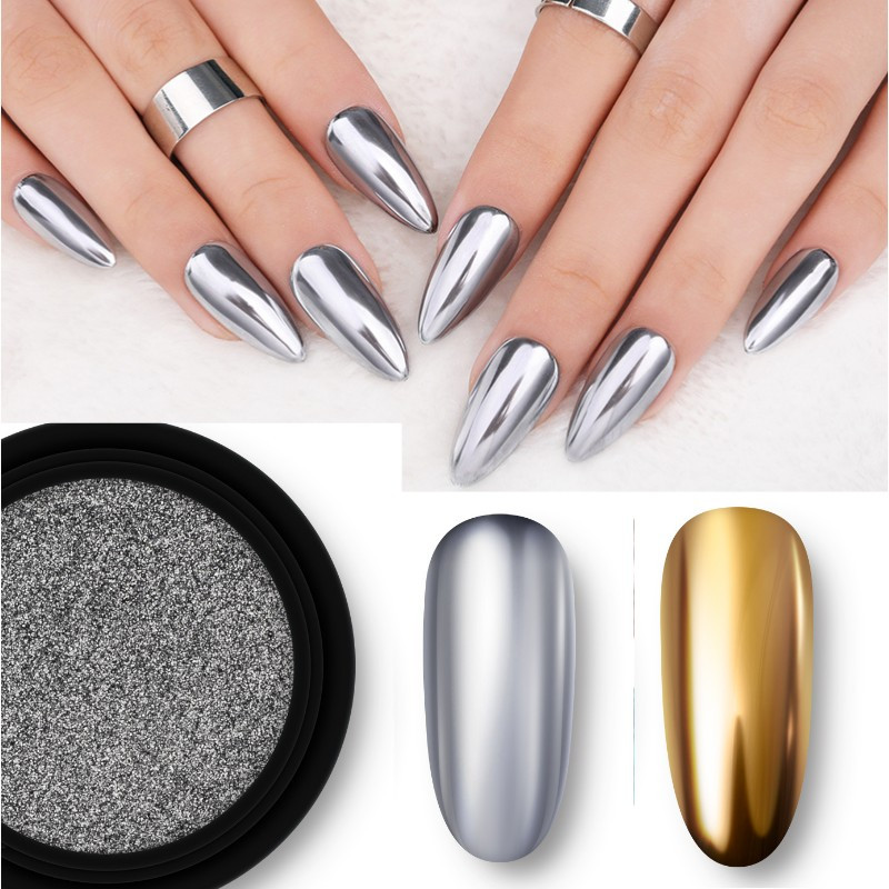 1Kutija Ogledalo za nokte Svjetlucavi prah Metalik Šarena prašina Metalni efekt Šljokice za nokte Zlatni Nail Art UV Gel lak Kromirane ljuskice Prašina
